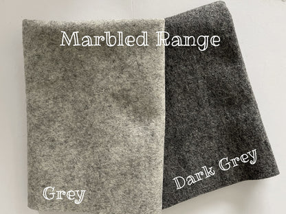 100% Wool Felt half metre Marbled Greys