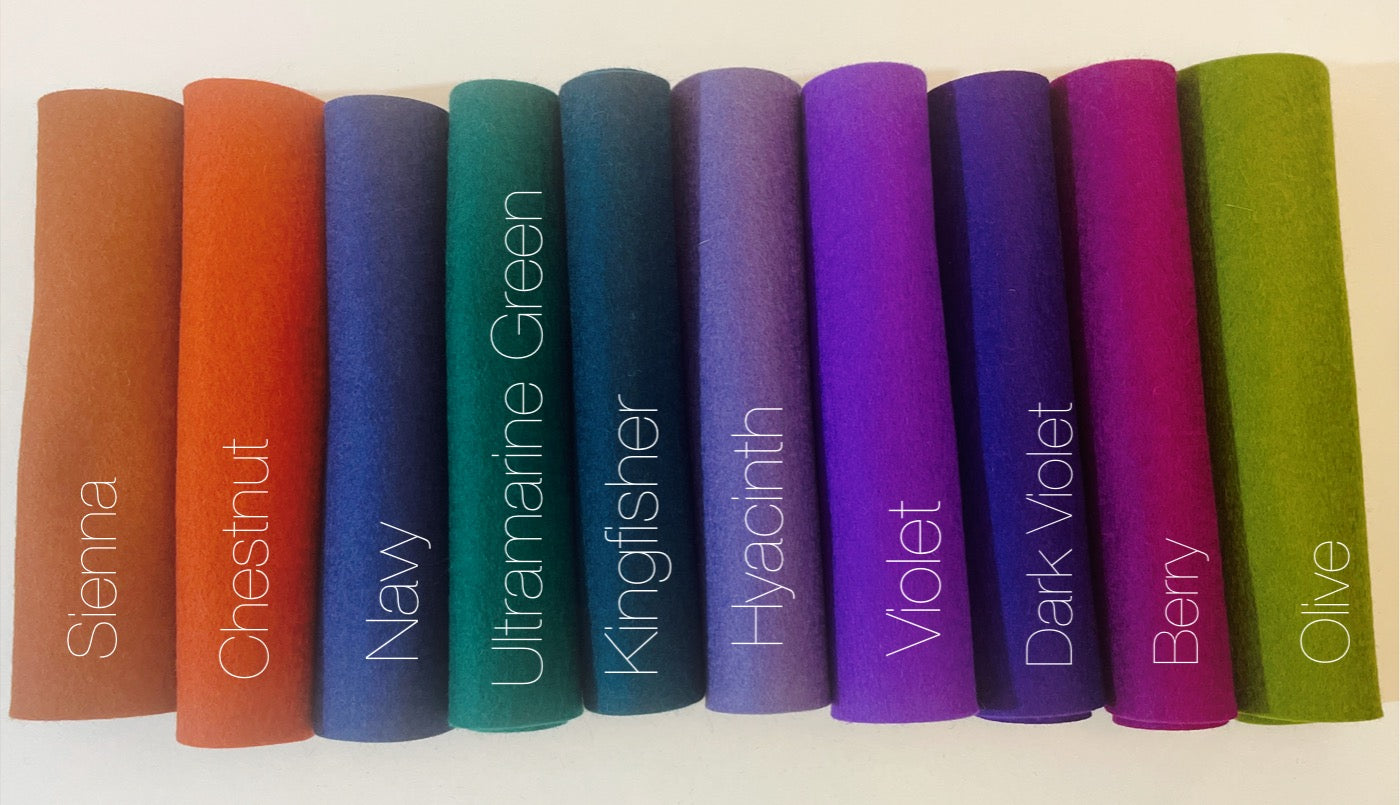 100% Wool Felt - Larger Colour Palette Packs - 10 x A4 sheets