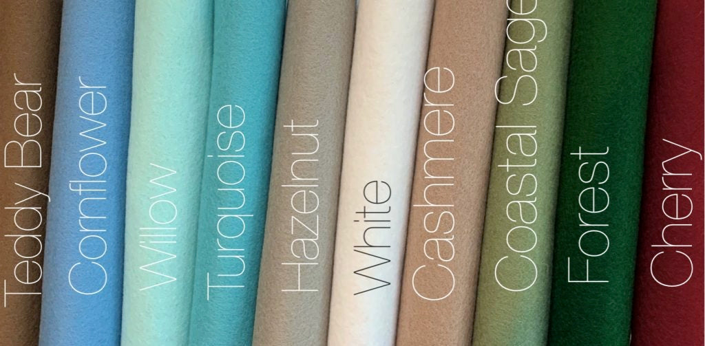 100% Wool Felt Nordic Modern Christmas Pack Wool Felt Palette pack 10 sheets of wool felt 1.2mm thick heirloom quality