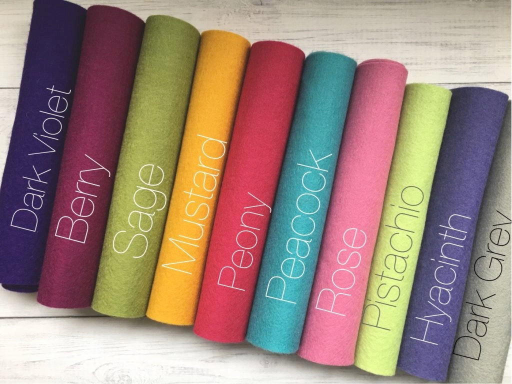 100% Wool Felt Muted Vintage pack Wool Felt Palette pack 10 sheets of wool felt 1.2mm thick heirloom quality