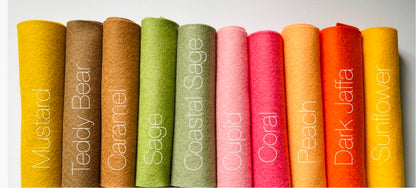 100% Wool Felt - Larger Colour Palette Packs - 10 x A4 sheets