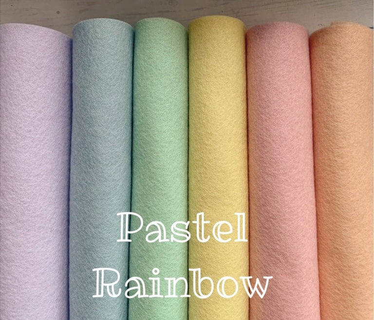100% Wool Felt Pack Pastel Rainbow