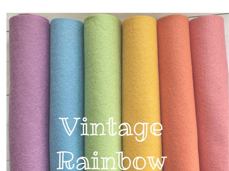 100% Wool Felt Pack vintage rainbow